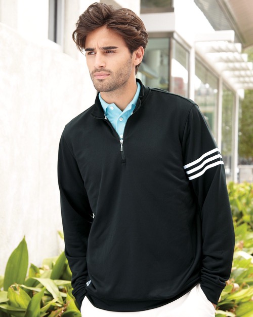 Adidas - Golf ClimaLite 3-Stripes French Terry Quarter-Zip Pullover